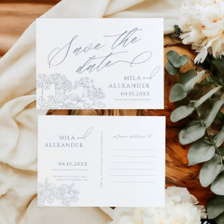 Save The Date Dusty Blue Victorian Vintage moderne Mariage