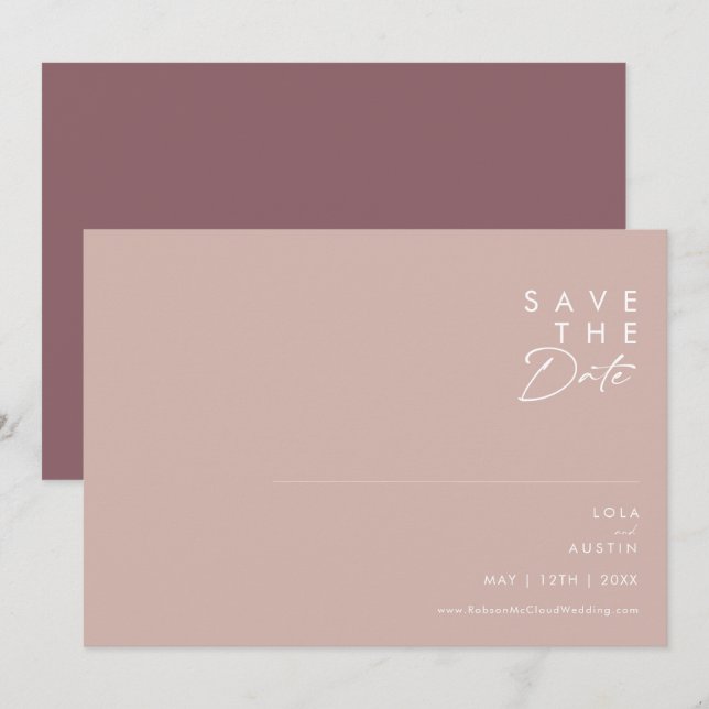 Save The Date Dusty Boho | Rose & Purple Horizontal Enregistrer  (Devant / Derrière)