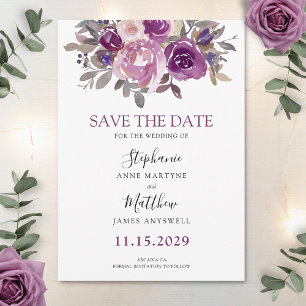 Save The Date Dusty Mauve Purple Blush Botanique Mariage