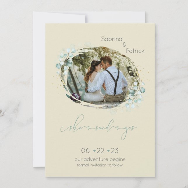 Save The Date Dusty Mellow Yellow Elle A Dit Oui Photo (Devant)