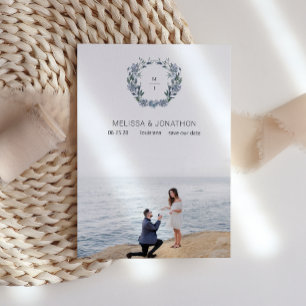 Save The Date Dusty Pastel Blue Flowers Bride Enregistrer La Dat