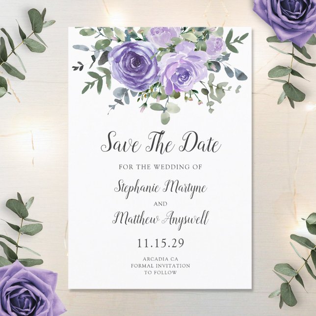Save The Date Dusty Purple Eucalyptus Mariage botanique (Créateur téléchargé)