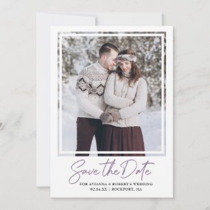 Save The Date Dusty Purple Texte et Photo Enregistrer la date