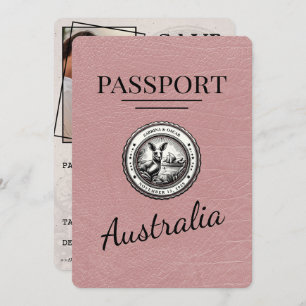 Save The Date Dusty Rose Australie Passeport Enregistrer La Date