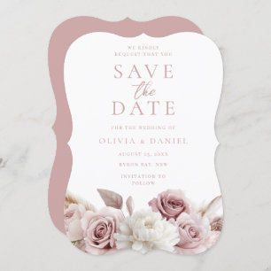 Save The Date Dusty Rose & Blush Roses All Seasons Mariage