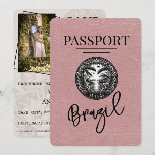 Save The Date Dusty Rose Brésil Passeport Enregistrer La Date