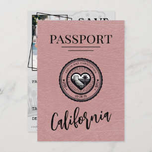 Save The Date Dusty Rose California Passeport Enregistrer La Dat