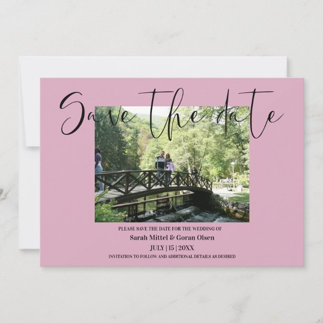 Save The Date Dusty Rose Couple Photo Wedding Enregistrer la dat (Devant)