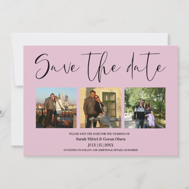 Save The Date Dusty Rose Couple Photos Mariage Enregistrer la da (Devant)