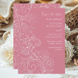 Save The Date Dusty Rose Élégant Mariage Floral Enregistrer La D