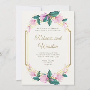 Save The Date Dusty rose et or Floral Mariage