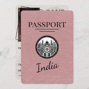 Save The Date Dusty Rose India Passeport Enregistrer La Date