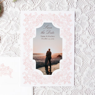 Save The Date Dusty rose romantique photo baroque
