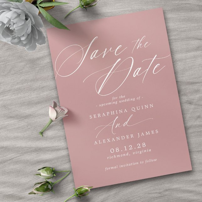 Save The Date Dusty Rose rose mauve | Script simple et élégant (Créateur téléchargé)