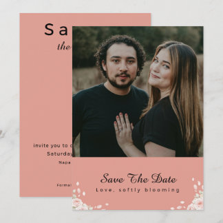 Save The Date Dusty Rose Whispered Petal Modern Script photo