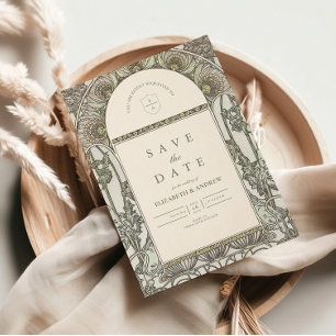 Save The Date Dusty Sage Art nouveau mariage