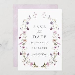 Save The Date Dusty Violet Lavender Fleur sauvage Jardin Mariage