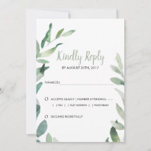 Save The Date Eau botanique olive feuilles mariage RSVP