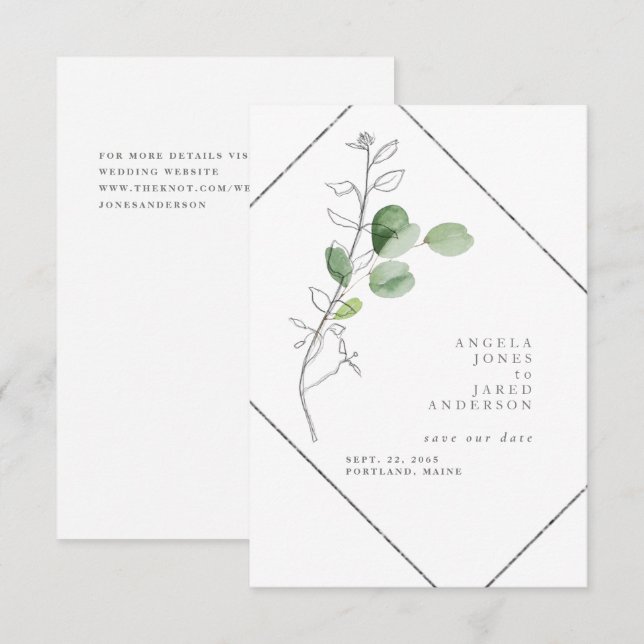 Save The Date Eau de printemps et feuillage au crayon Enregistre (Devant / Derrière)