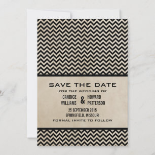 Save The Date Ebony Chic Chevron Enregistrer l'Invitation de dat