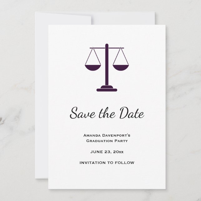 Save The Date Échelles de justice Services juridiques Symbole de (Devant)