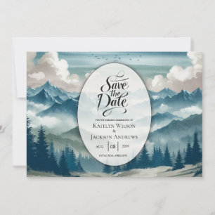 Save The Date Échos à travers les pins brumeux Mariage