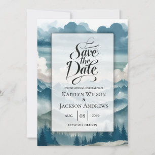 Save The Date Échos à travers les pins brumeux Mariage