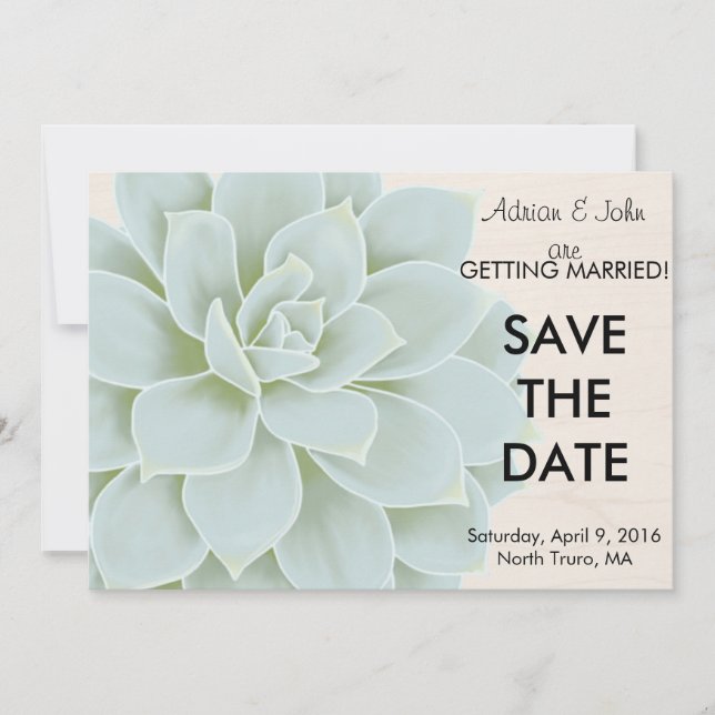 Save The Date Économie de date rustique succulent (Devant)