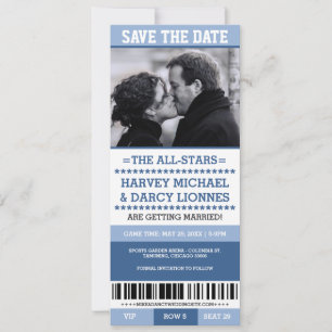 Save The Date Économies bleues de billet de sports la date