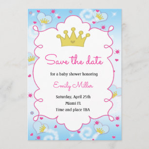 Save The Date Économies de baby shower de princesse Butterfly la
