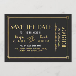 Save The Date économies de Gatsby de baby shower d'art déco des