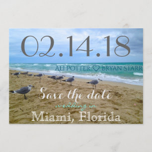 Save The Date Économies de plage de mouette la date