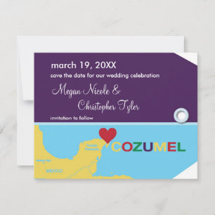 Save The Date Économies d'étiquette de bagage de Cozumel le