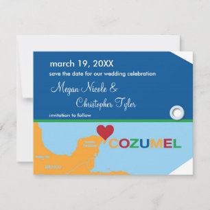 Save The Date Économies d'étiquette de bagage de Cozumel le