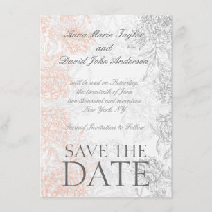Save The Date Économies florales vintages grises de corail la