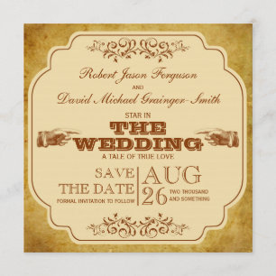 Save The Date Économies gaies vintages de théâtre de mariage la