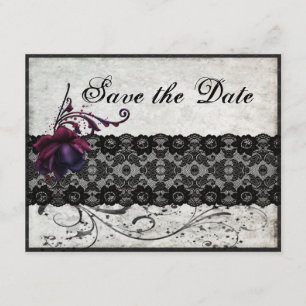 Save The Date Économies noires de mariage de dentelle la date