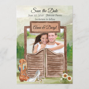 Save The Date Économies occidentales de photo de cowboy de pays