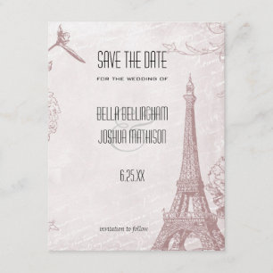 Save The Date Économies roses de Tour Eiffel de cru la date