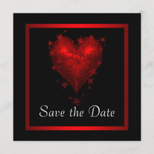 Save The Date Économies rouges noires de coeur le mariage de