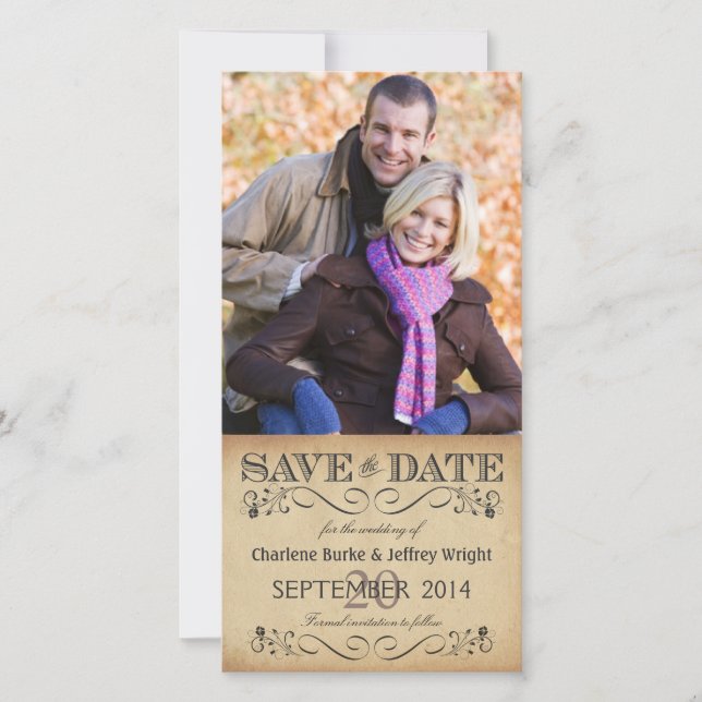 Save The Date Économies rustiques la date épousant Photocards (Devant)