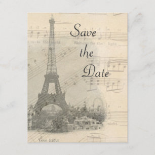 Save The Date Économies vintages de mariage de musique de Paris