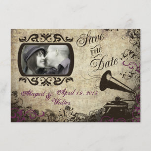 Save The Date Économies vintages de mariage de phonographe la