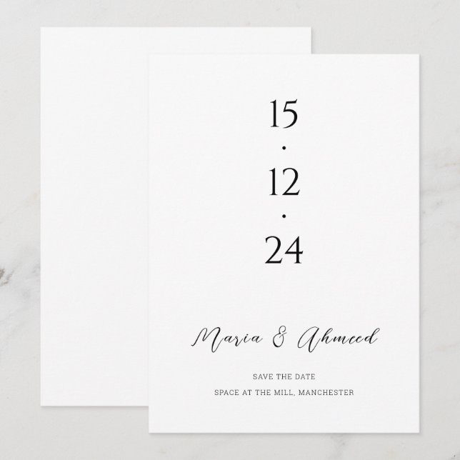 Save The Date Économiseur de date de mariage numérique moderne (Devant / Derrière)