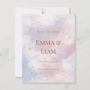 Save The Date Économisez la date céleste rose   Constellations