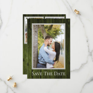 Save The Date Économisez la date de photo rustique simple verte