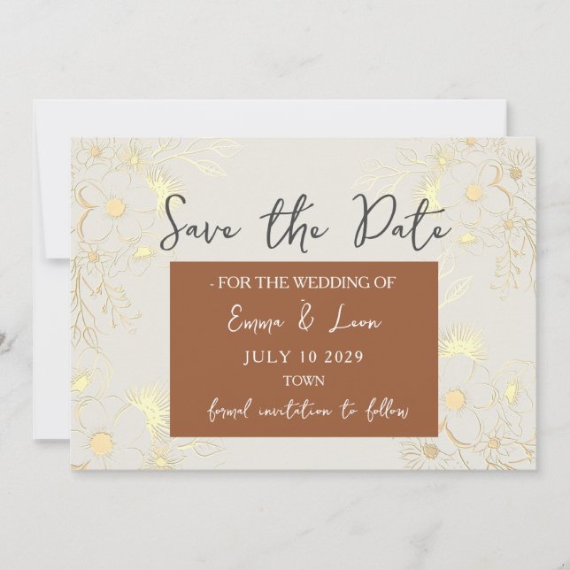 Save The Date Économisez la date du mariage terracotta Boho (Devant)
