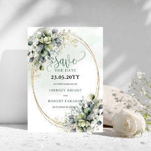Save The Date Économisez la date en aquarelle botanique verte et