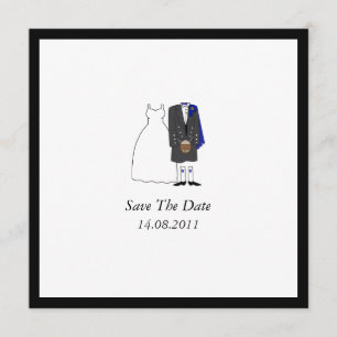 Save The Date Ecosse Kilt Bride & Groom Blue Enregistrer la date