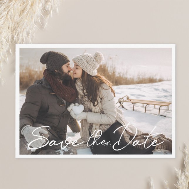 Save The Date Écrire à la main moderne Photo Mariage Enregistrer (Créateur téléchargé)